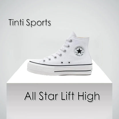 Converse All Star High Top Muffin Bottom Classic Hundred  Women's Casual Non-slip High Top Canvas Shoes (Premium White)