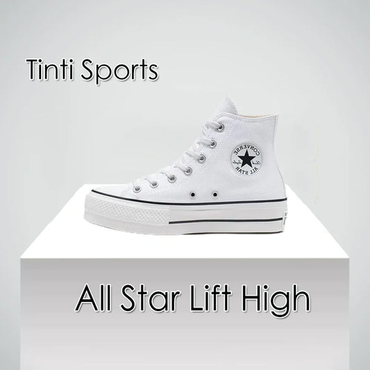 Converse All Star High Top Muffin Bottom Classic Hundred  Women's Casual Non-slip High Top Canvas Shoes (Premium White)