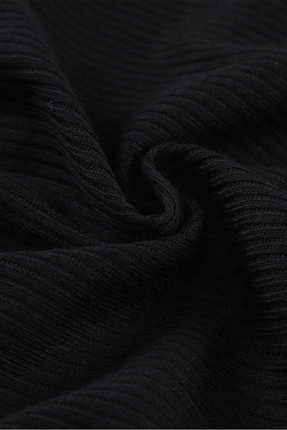 Black Buttoned Ribbed Knit Sleeveless Midi Dress with Slit