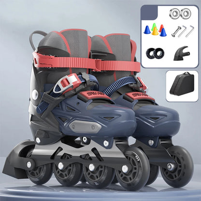 ABEC-7 Kids Inline Roller Skate Shoes Flashing 4 Wheels Skates Boys Girls Beginner Adult Outdoor Skating Sneaker Adjustable Size