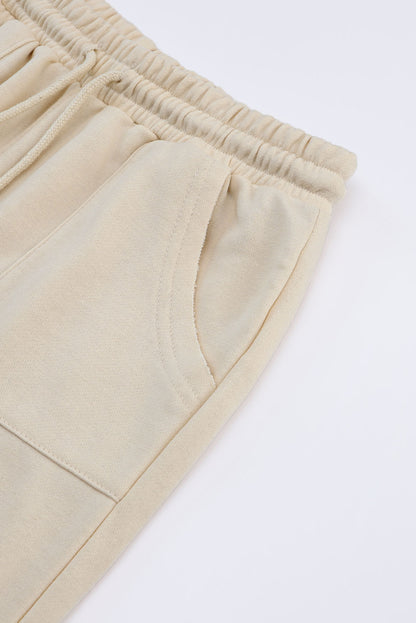 Apricot Mineral Washed Drawstring High Waisted Wide Leg Pants