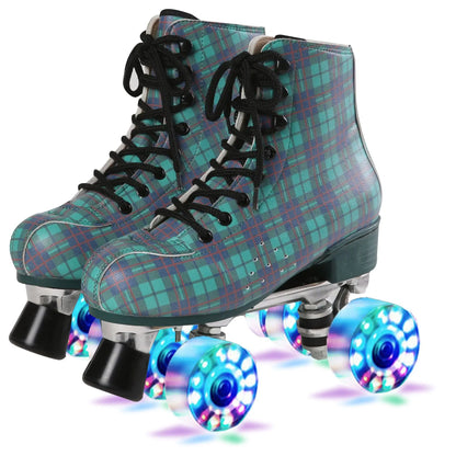 Flannel Pattern Aluminum Alloy Sole Quad Skates