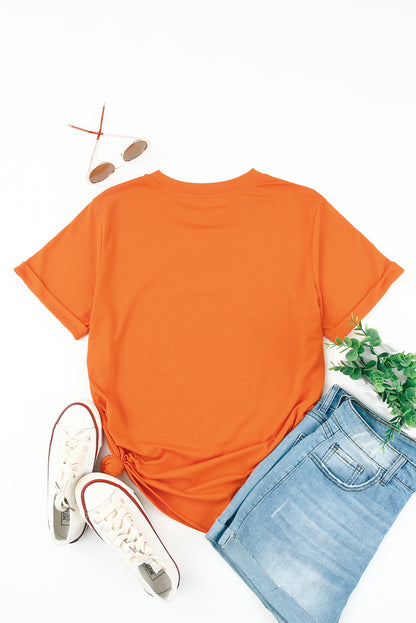 Green Plain Solid Color Crew Neck Tee