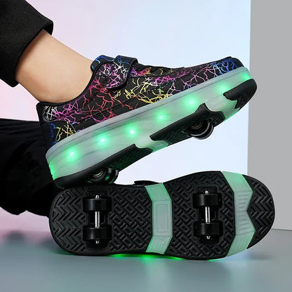Men's Detachable LED Skates Shoes (Neon Thunder)