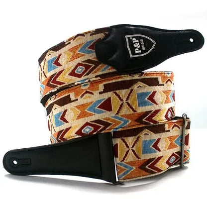 P&P Adjustable Embroidered Cotton Guitar Strap