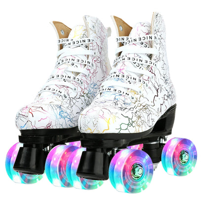 Wavy PU Quads Roller Skate Shoes