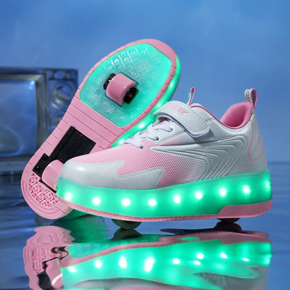 Children's 2 Wheel Led Light Roller Skate Shoes (heelys)