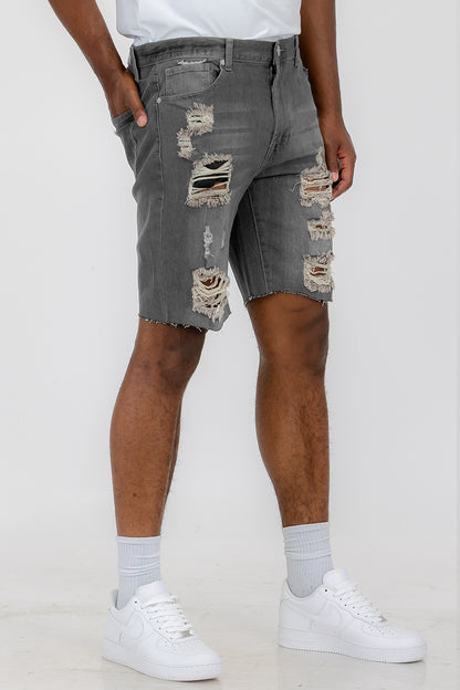 Men's Distressed Denim Shorts