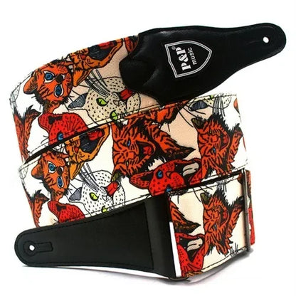 P&P Adjustable Embroidered Cotton Guitar Strap