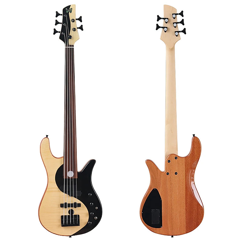 5 string Yin-Yang Electric Fretless  Bass Guitar