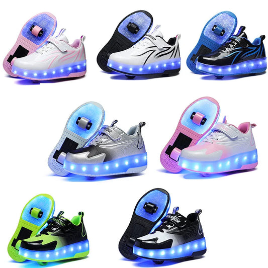 Children's 2 Wheel Led Light Roller Skate Shoes (heelys)