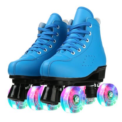 PU Leather Roller Skates, Elegant Red