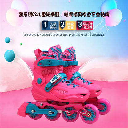 Kid's Outdoor 4 Wheel Colorful Inline Roller Blades