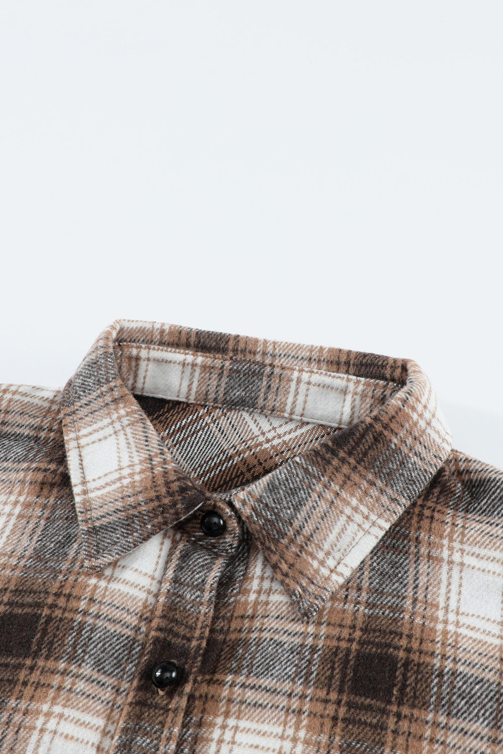 Black Button Up Collared Plaid Shacket
