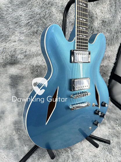 Semi-hollow 6 strings Electric Guitar with  Chrome plated hardware