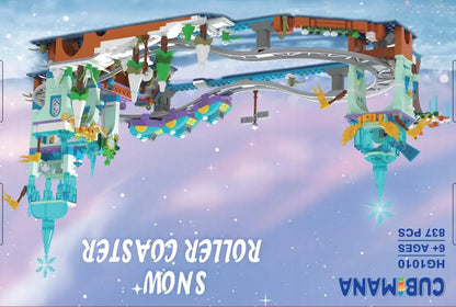 Frozen Roller Coaster Building Set with LED-City Ice Snow Amusement Park Rollercoaster Toy