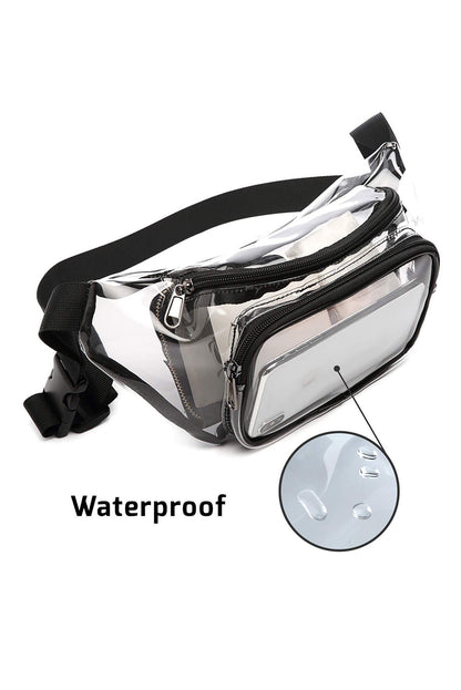 Black Adjustable Strap Clear PVC Waist Bag