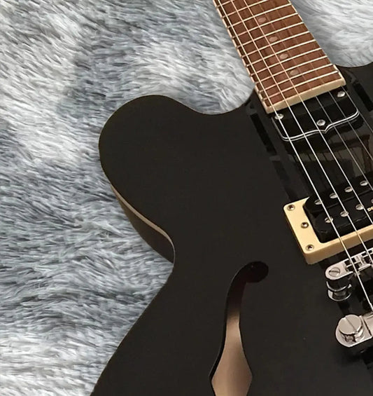 Tom Delonge ESa-333 Jazz Electric Guitar Matte Black Semi Hollow Body