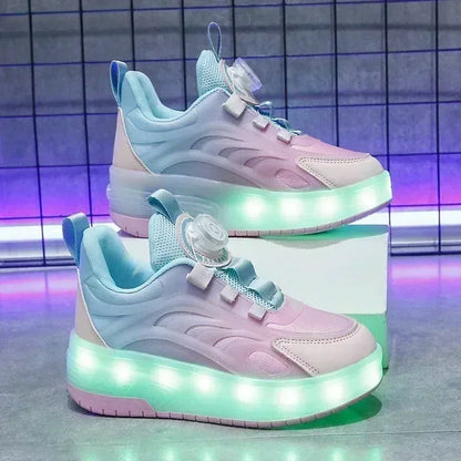 Kids USB Rechargeable Luminous Roller Skate Shoes - 2 Wheels (Heelys)