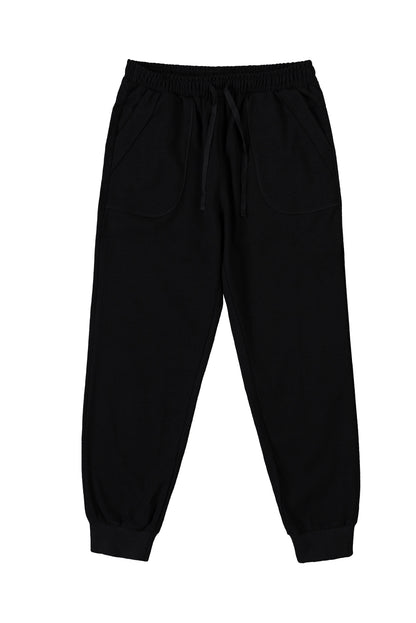 Black Casual Elastic Waist Drawstring Jogger Pants