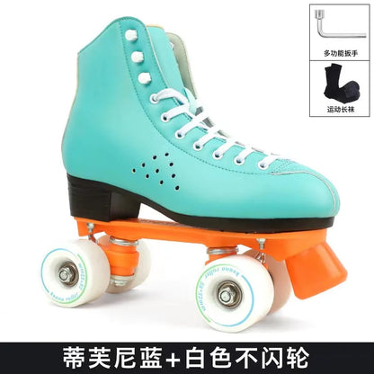 Breathable Microfiber Leather Quad Skaters with LED Wheels