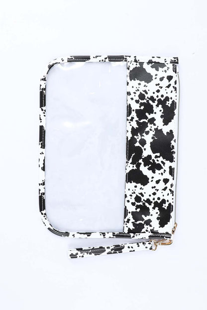 Black STUFF Animal Print Transparent Zipped Handbag