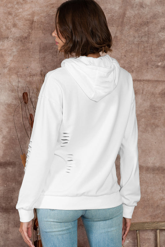 White PUMPKIN SPICE Distressed Graphic Hoodie