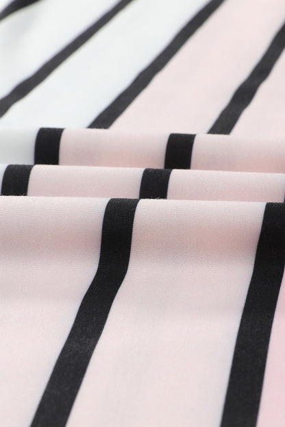 Striped Print Smocked Halter Open Back Fit Flare Dress