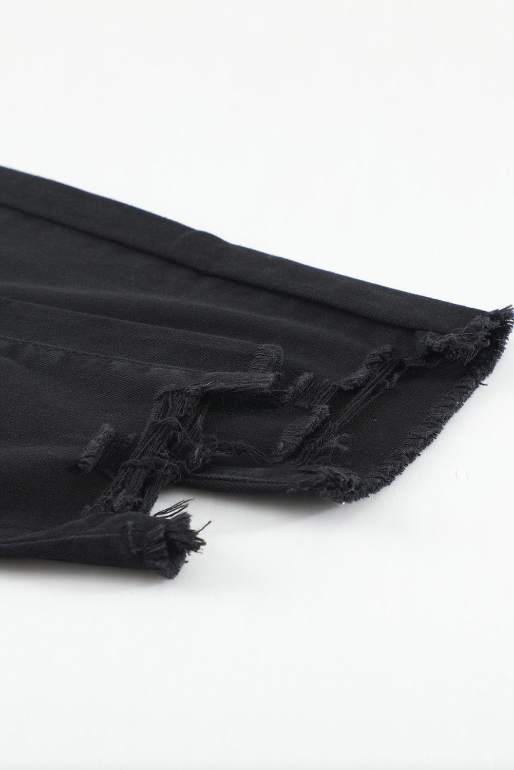 White Plain Buttons Frayed Raw Hem High Waist Denim Jeans