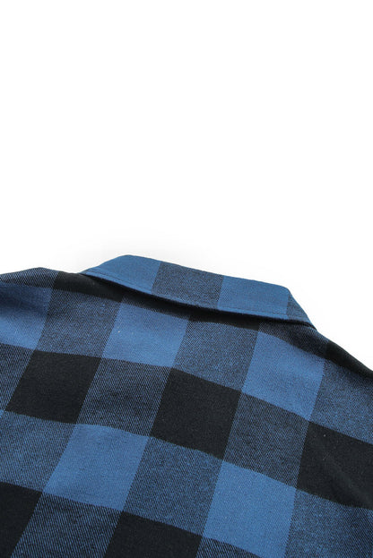 Red Plaid Collared Button Down Long Shirt Shacket