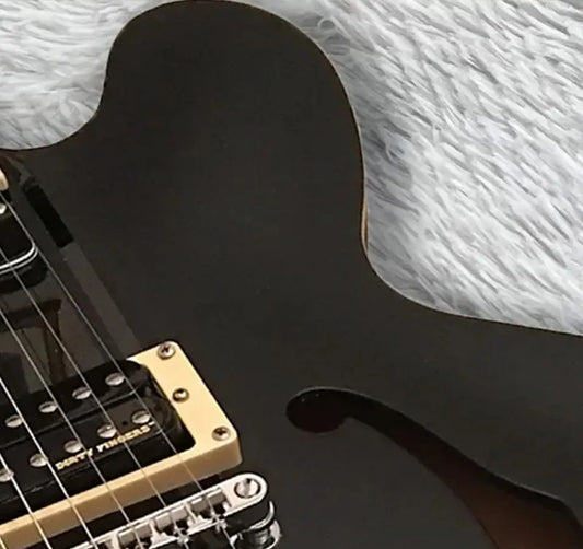 Tom Delonge ESa-333 Jazz Electric Guitar Matte Black Semi Hollow Body