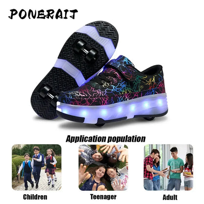 Men's Detachable LED Skates Shoes (Neon Thunder)