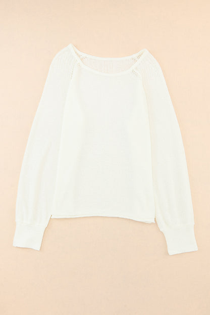 Brown Plain Raglan Sleeve Casual Pullover Sweater