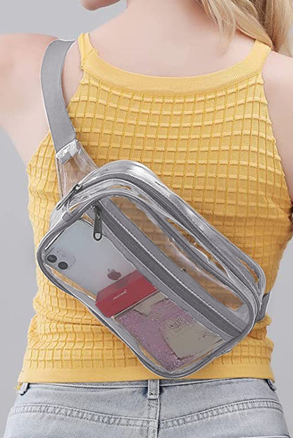 Sky Blue Clear PVC Adjustable Strap Crossbody Bag