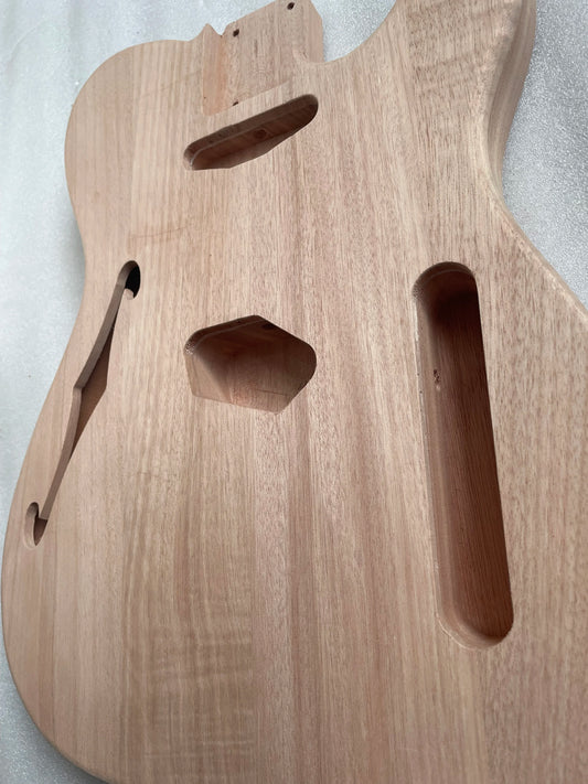 Unfinished Luthier DIY Blank F Hole, Semi Hollow Mahogany Wood Body Electric Guitar,