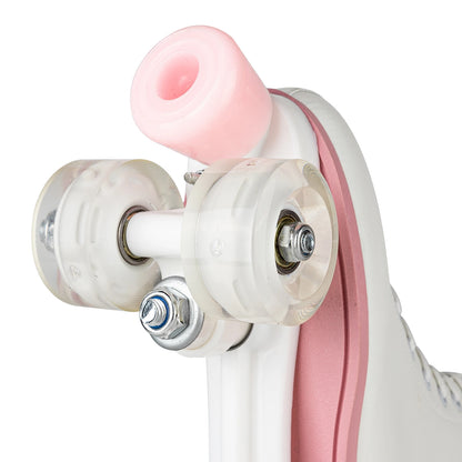 White & Pink Quad Roller Skates For Women