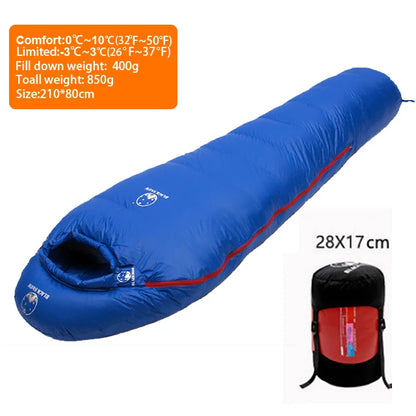 White Goose Down Filled Adult Mummy Style Sleeping Bag Fit for Winter