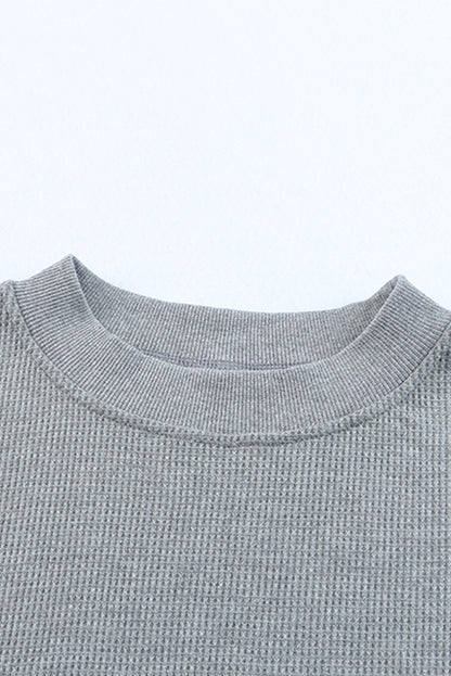 Black Crew Neck Ribbed Trim Knit Long Sleeve Top