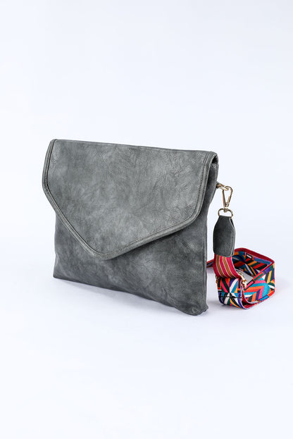 Gray Retro PU Leather Messager Bag