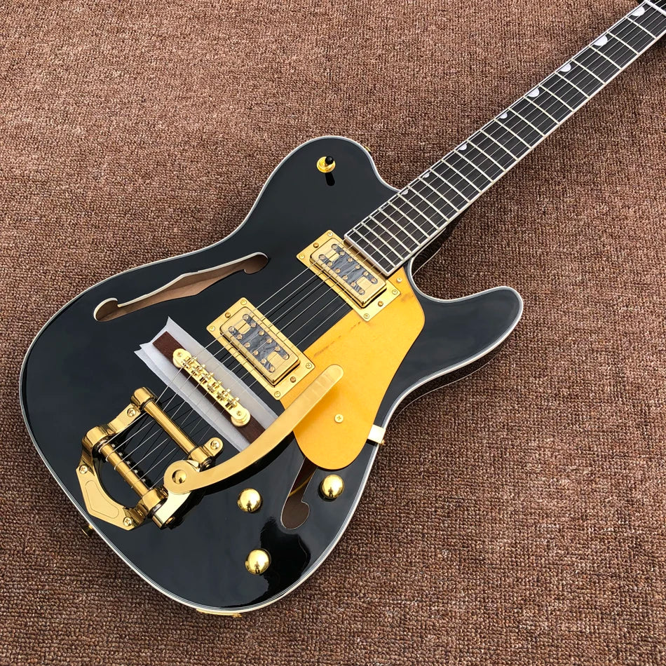Hollow Body Electric Jazz Guitar with Gold Hardware