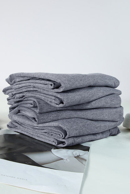 Green Plain Solid Color Crew Neck Tee