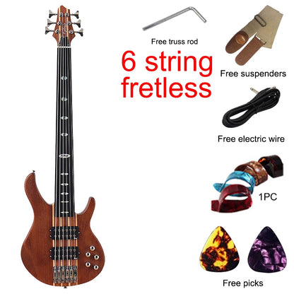 Fretless 6 String Electric Bass Guitar 43 Inch