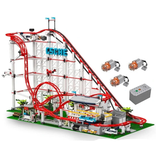 MOULD KING 11014 Creative Remote Control Loops Roller Coaster Building Blocks Amusement Park Construction Toys Set