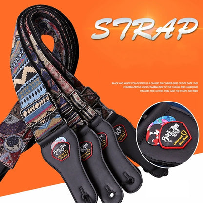 Adjustable Widening and Thickening Soft Jacquard Cotton Guitar Strap