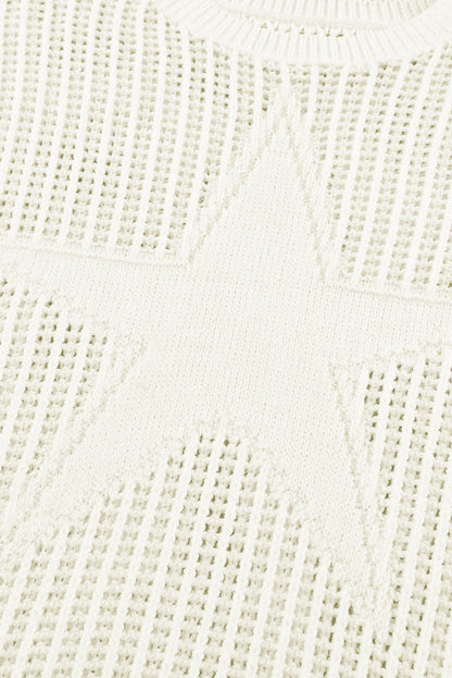 Black Star Pattern Lightweight Hollow Knit Sweater