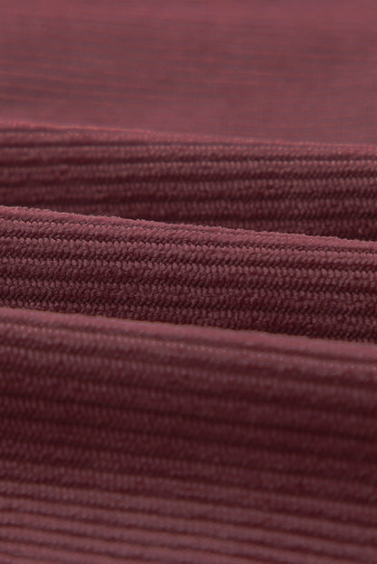 Pocketed Button Ribbed Textured Shacket