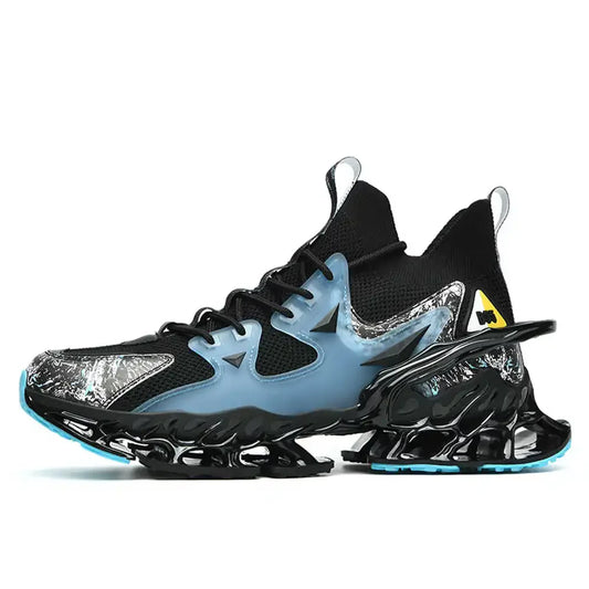 Men's Casual Blue Sneaker Boots With Pattern Platform