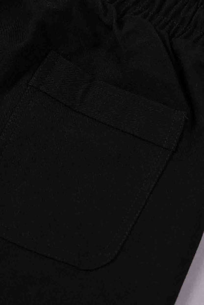 Black Casual Elastic Waist Drawstring Jogger Pants