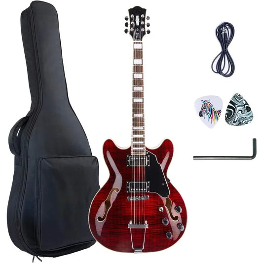Semi-Hollow Jazz Electric Guitar   (RED)