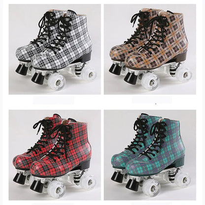Flannel Pattern Aluminum Alloy Sole Quad Skates